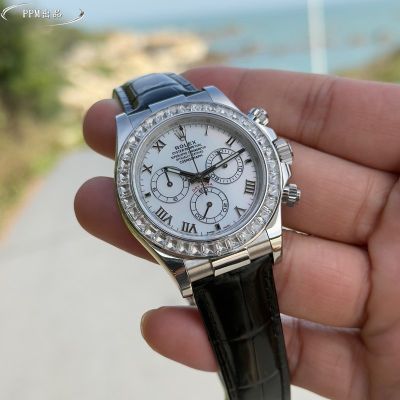 PPM Factory Rolex Beach Daytona 4130/4801 Movement 40mm Diamond Watch